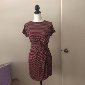 Short Striped Maroon Bodycon Dress